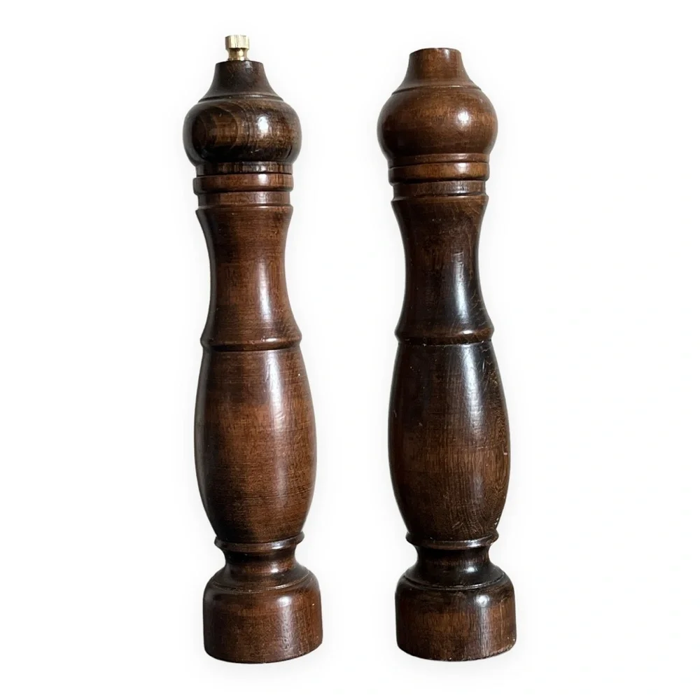 Vintage Wood Pepper Mill Grinder Salt Shaker 10